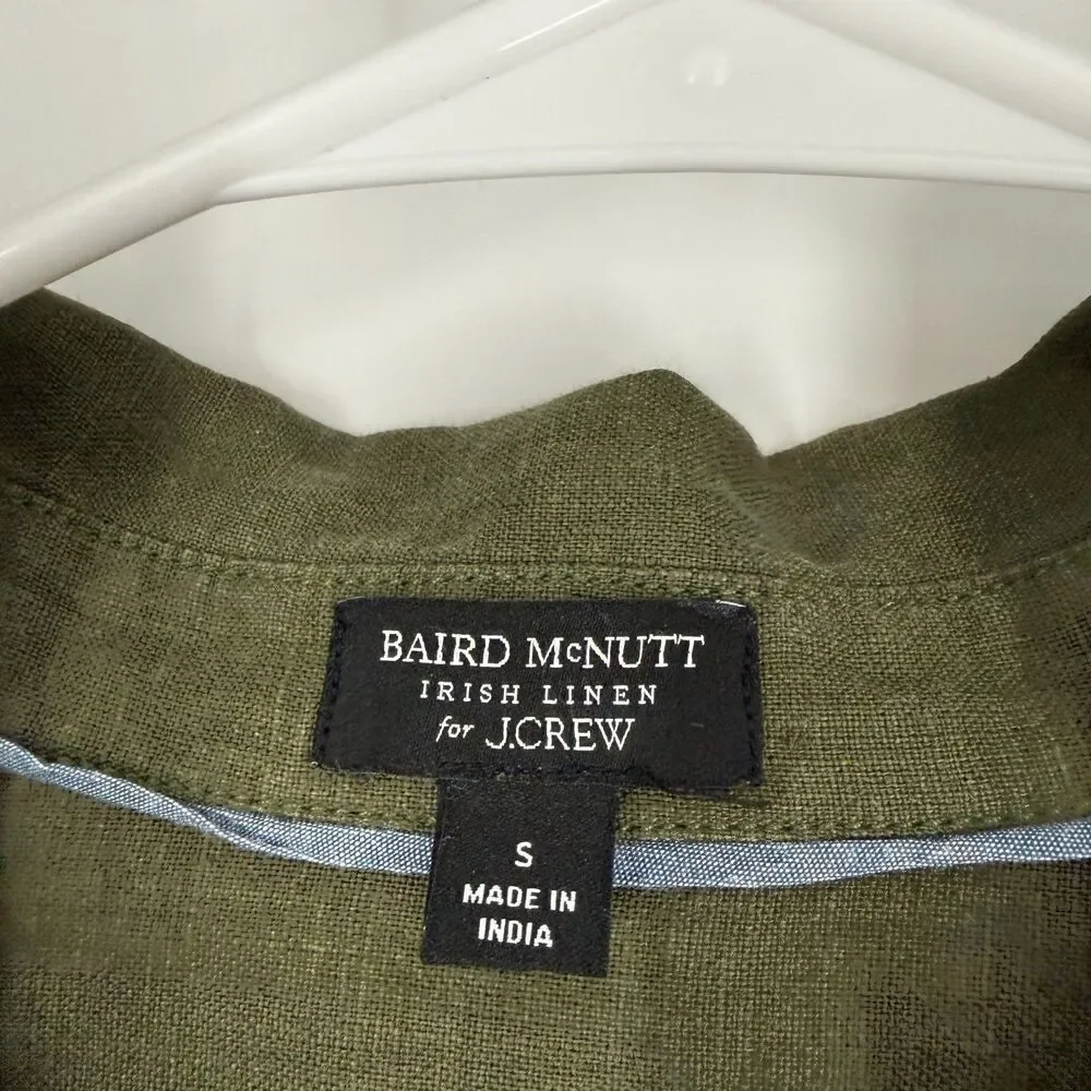 J.Crew Baird McNutt Shirt Dress Irish Linen Button Down Short Sleeve Green Sz S